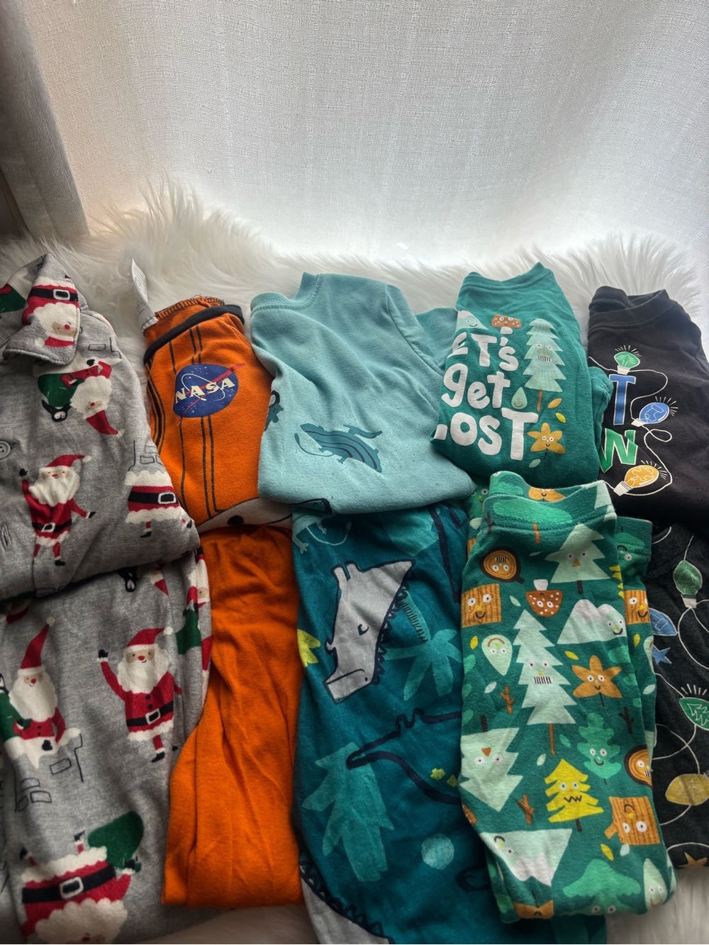 5sets Kids Pajama Bottoms Bundle - Green, Teal, Orange, Gray